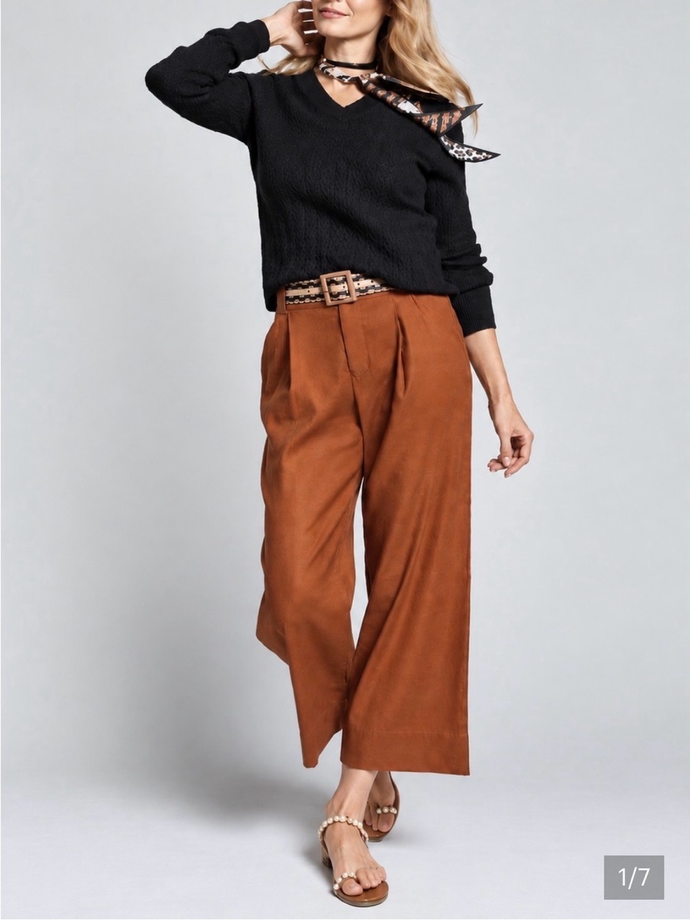 Cabi Cruise Crop Pants Sienna Linen Blend Wide Leg M #6478